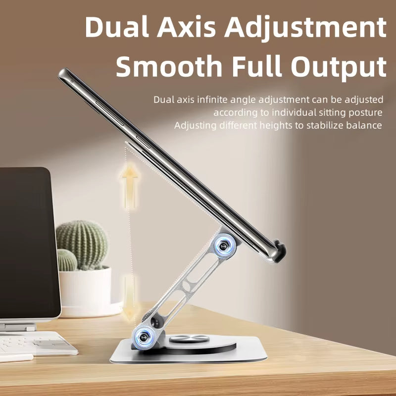 360-Degree Rotating iPad Stand, Adjustable Tablet Holder for Desk, Portable Monitor Stand for Office Use