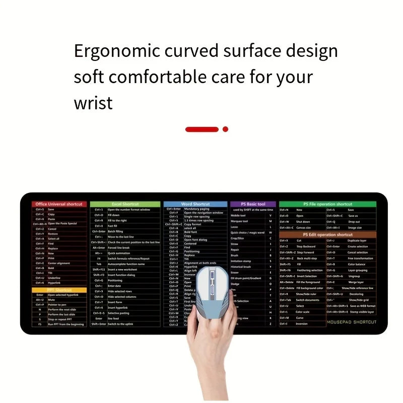 Large Non-Slip PC Function Shortcuts Mouse Pad, Thickened Keyboard Mat (30 x 80 x 2 cm / 11.8 x 31.5 x 0.78 in)