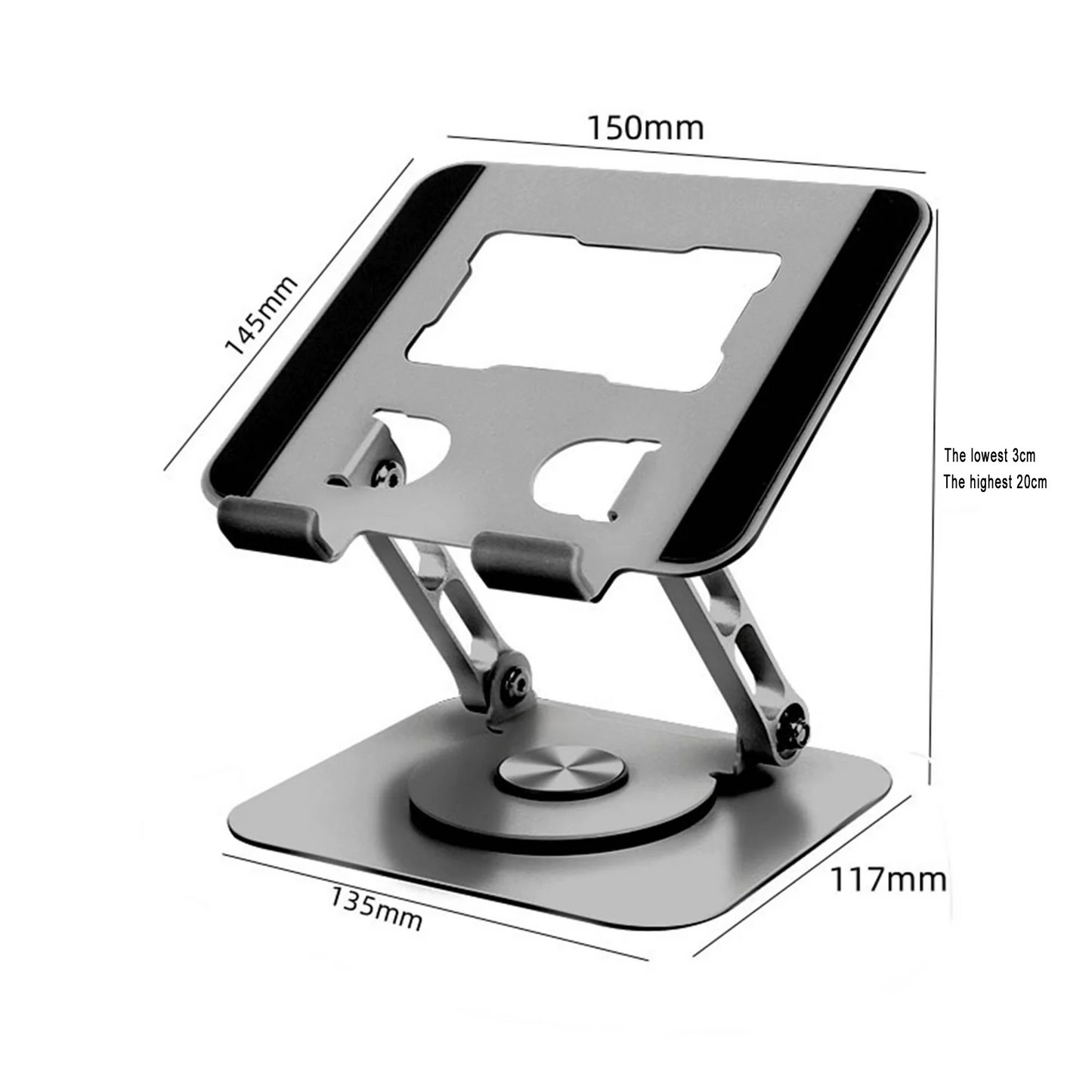 360-Degree Rotating iPad Stand, Adjustable Tablet Holder for Desk, Portable Monitor Stand for Office Use