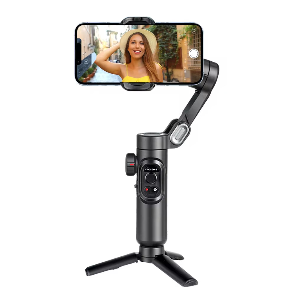 AOCHUAN 3-Axis Handheld Gimbal Stabilizer with Fill Light for Smartphones - Face Tracking for iPhone and Android, Ideal for TikTok and Vlogging