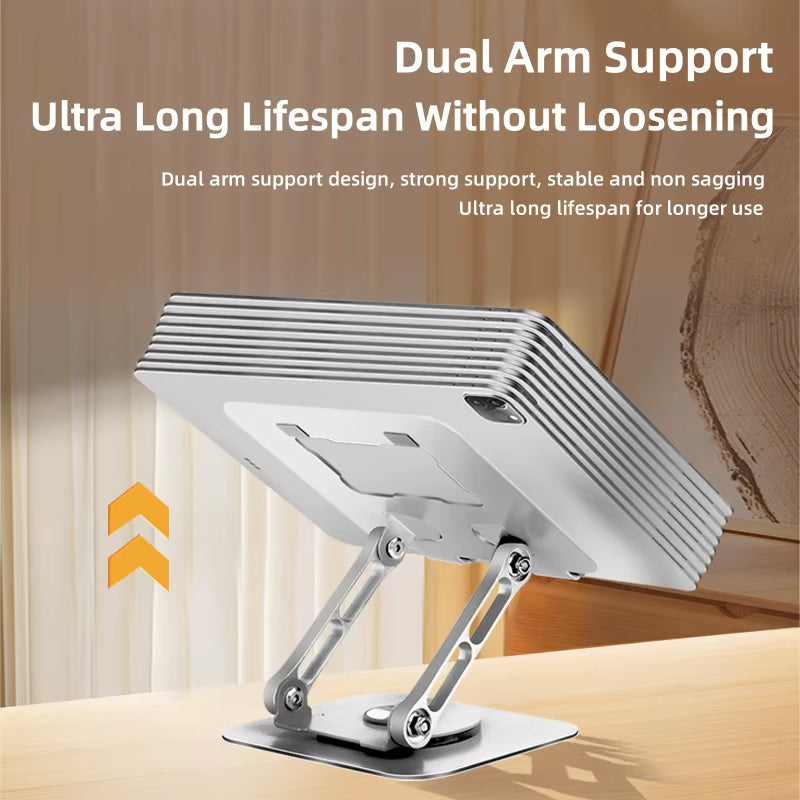 360-Degree Rotating iPad Stand, Adjustable Tablet Holder for Desk, Portable Monitor Stand for Office Use