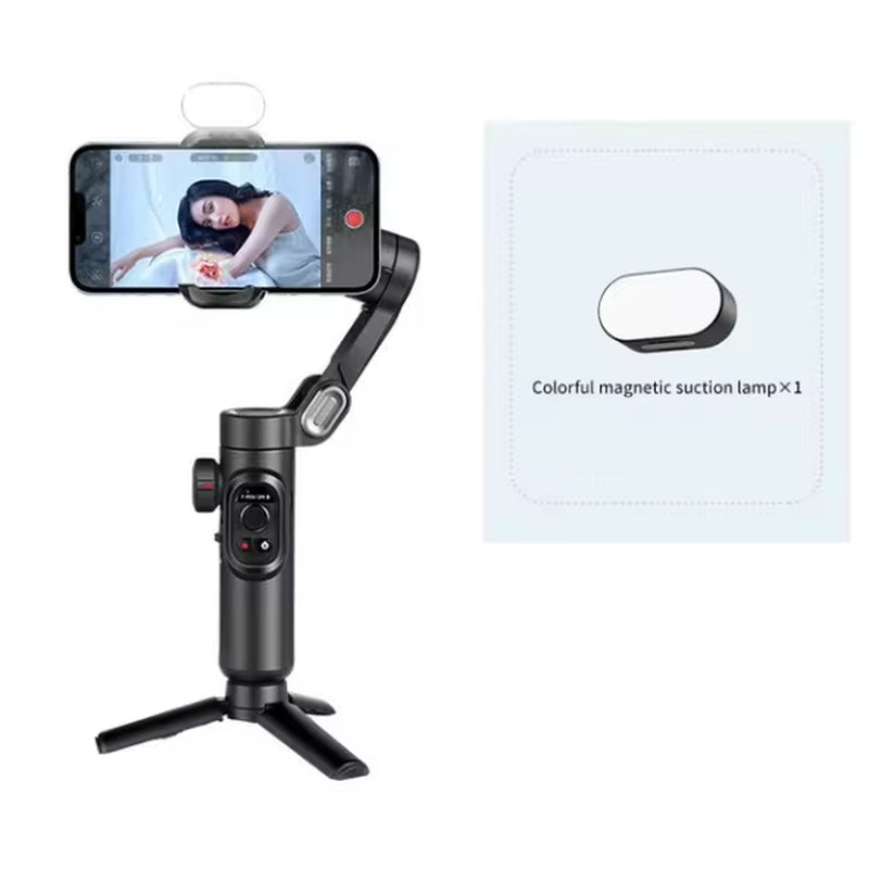 AOCHUAN 3-Axis Handheld Gimbal Stabilizer with Fill Light for Smartphones - Face Tracking for iPhone and Android, Ideal for TikTok and Vlogging