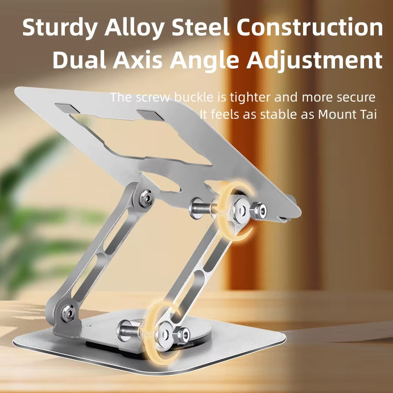 360-Degree Rotating iPad Stand, Adjustable Tablet Holder for Desk, Portable Monitor Stand for Office Use