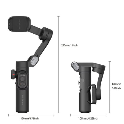 AOCHUAN 3-Axis Handheld Gimbal Stabilizer with Fill Light for Smartphones - Face Tracking for iPhone and Android, Ideal for TikTok and Vlogging