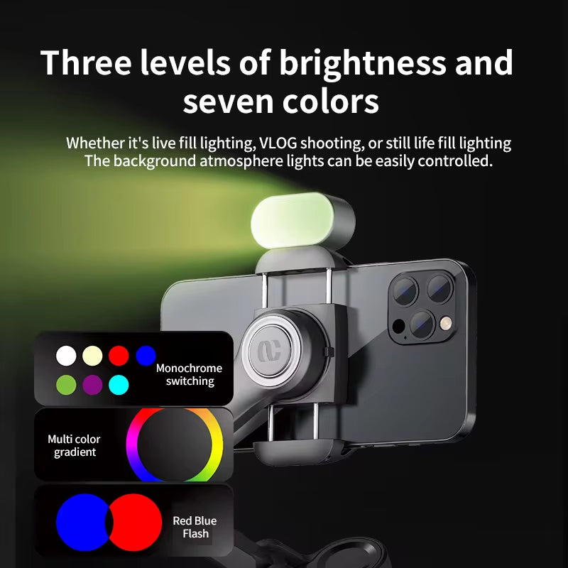AOCHUAN 3-Axis Handheld Gimbal Stabilizer with Fill Light for Smartphones - Face Tracking for iPhone and Android, Ideal for TikTok and Vlogging