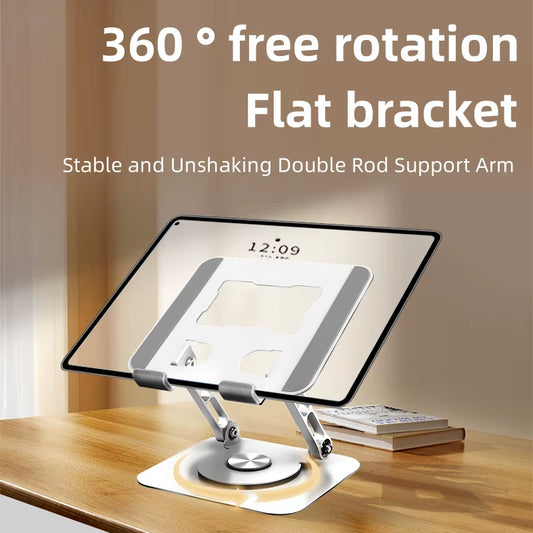 360-Degree Rotating iPad Stand, Adjustable Tablet Holder for Desk, Portable Monitor Stand for Office Use