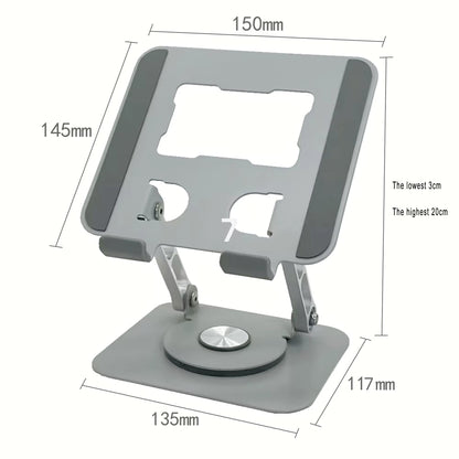 360-Degree Rotating iPad Stand, Adjustable Tablet Holder for Desk, Portable Monitor Stand for Office Use